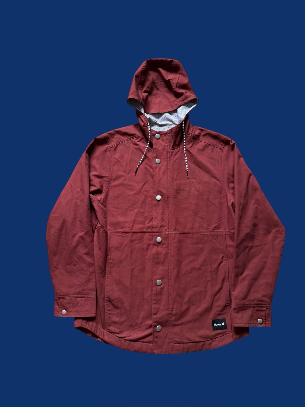 Hurley Mac A-Frame Men's Jacket Maroon Hooded Canvas Skate Coat Indie Sleaze L